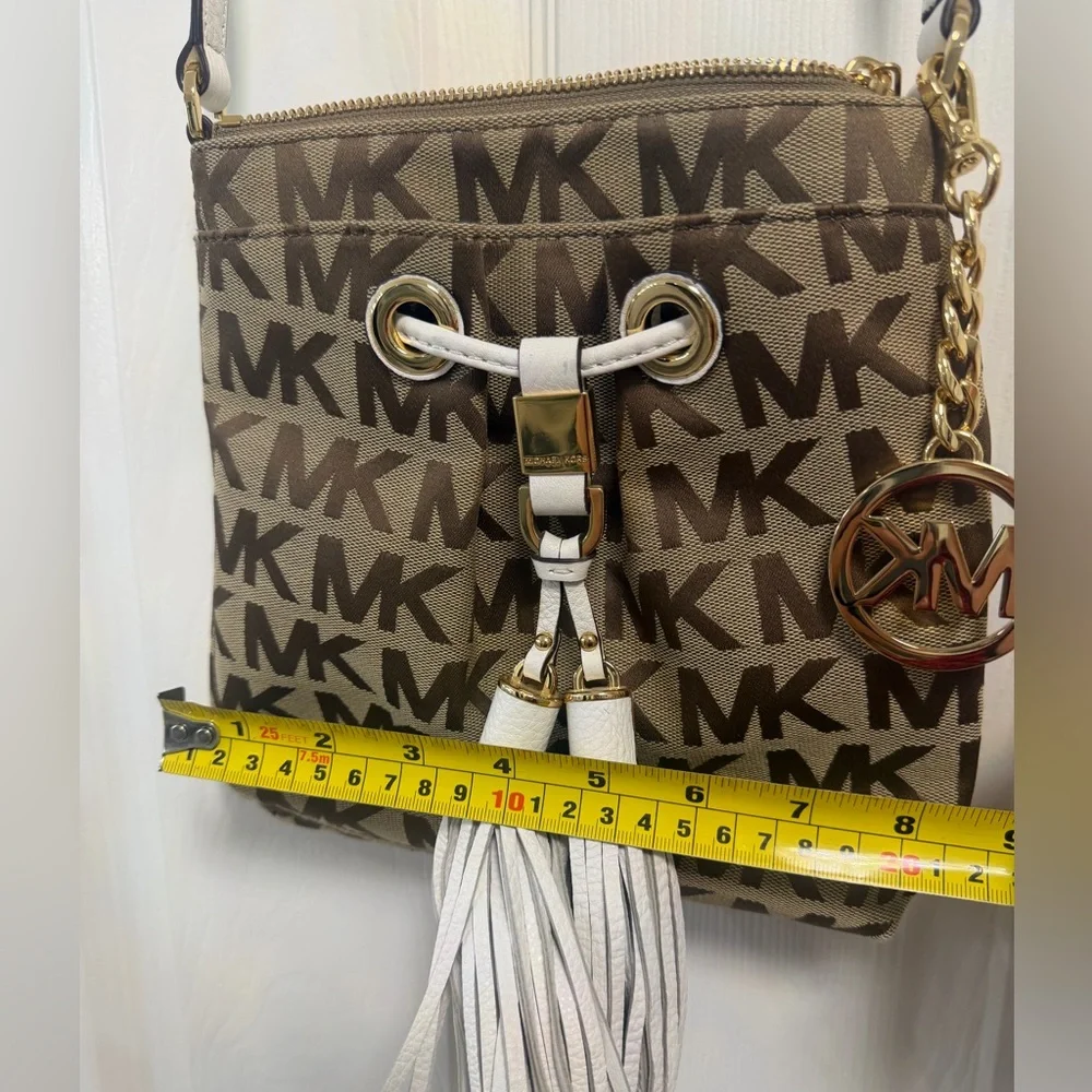 Michael Kors Camden Signature Crossbody Bag - EUC White Tassels